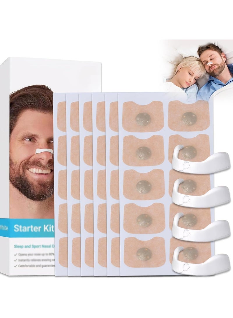 شرائط أنف مميزة لتوسيع مجرى التنفس، 30 قطعة، تساعد على تقليل الشخير وتخفيف الاحتقان (أبيض) - Image 1